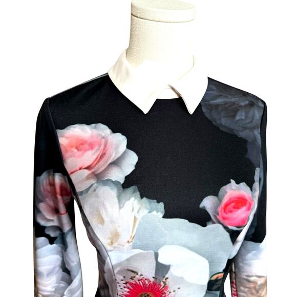 Ted Baker Kaleesa Chelsea Flower Collared Dress Size 0 Long Sleeves Zip Closure - Picture 5 of 10